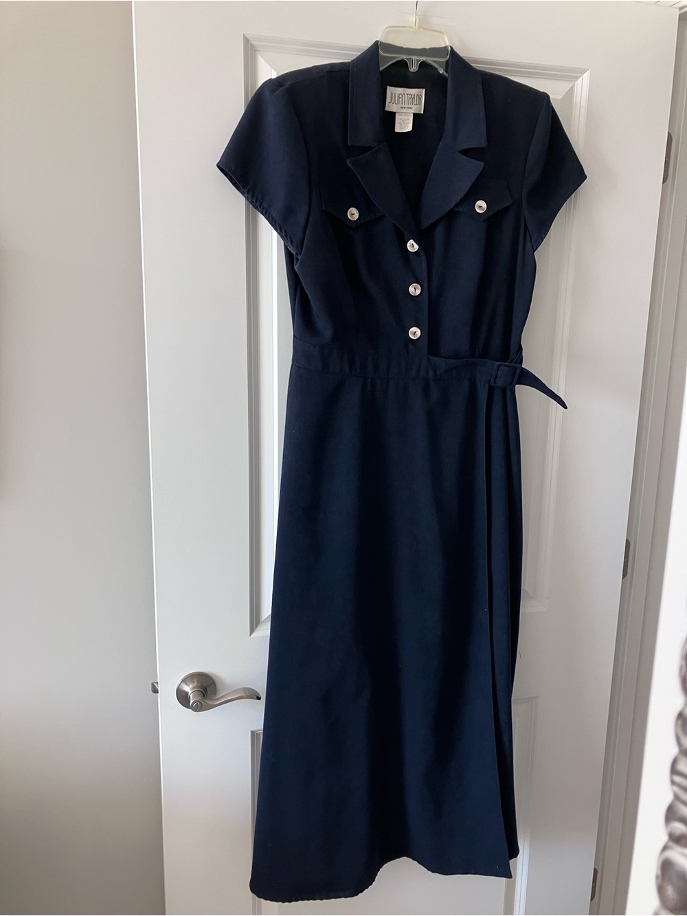 Vintage Navy Short-Sleeve Shirtwaist Dress by Julian Taylor New York